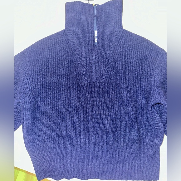 NWT rib knit cashmere half zip blue XS - Picture 5 of 7